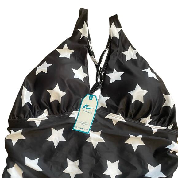 You Di An Women's One Piece Front Cross Backless Bathing Suit Size 2XL NWT - Picture 3 of 5